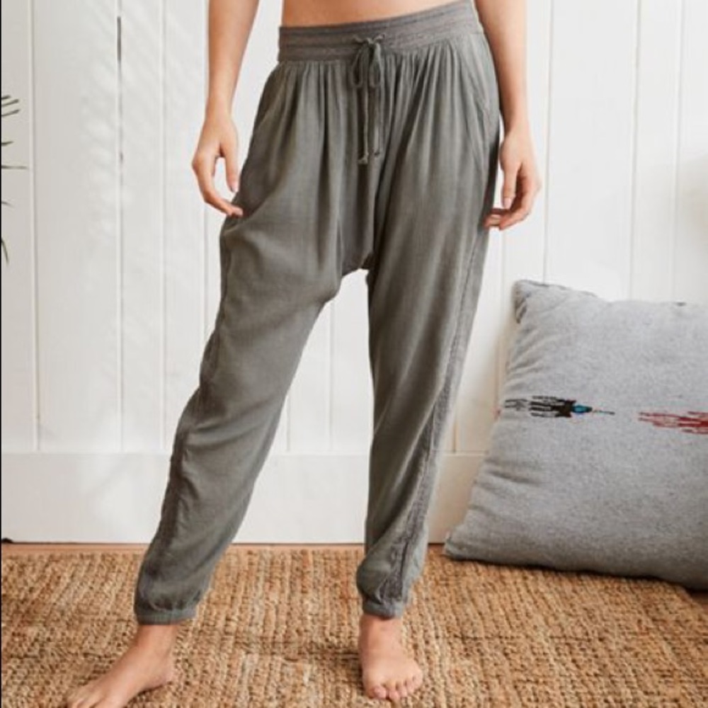 Harem Pants Cotton Jogger Green High waisted Yoga